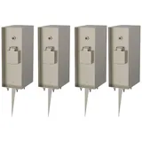 Novatool Gartensteckdose 4x Steckdosenverteiler 3-Fach Silber gebürstet Edelstahl eckig IP44 mit Erdspieß Steckdosenleiste, Montageplatte, Dübel Und Schrauben, Erdspieß