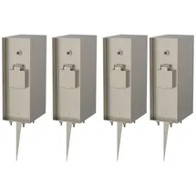 Novatool Gartensteckdose 4x Steckdosenverteiler 3-Fach Silber gebürstet Edelstahl eckig IP44 mit Erdspieß Steckdosenleiste, Montageplatte, Dübel Und Schrauben, Erdspieß
