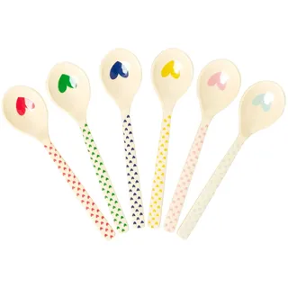 Rice Teelöffel - 6 Stück - Hearts Print - mit Herzen - Melamin