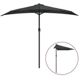 furnicato Sonnenschirm Balkon-mit Alu-Mast Anthrazit 270x144 cm Halbrund, LxB: 144x270 cm schwarz