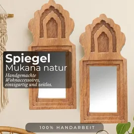 Marrakesch Orient & Mediterran Interior 2er Set Wandspiegel Mukana Natur H 22cm × B 10cm × T 3cm - Boho