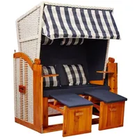 Intergrill Webavita Strandkorb 2-Sitzer Doris Ostsee Blau Weiß kariert