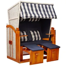 Intergrill Webavita Strandkorb 2-Sitzer Doris Ostsee Blau Weiß kariert