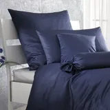 BettwarenShop Kissenbezug einzeln 80x80 cm | navy  Uni Kissenbezug Mako-Satin