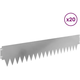 vidaXL Raseneinfassung 103 x 20 cm 20 Stück Silber
