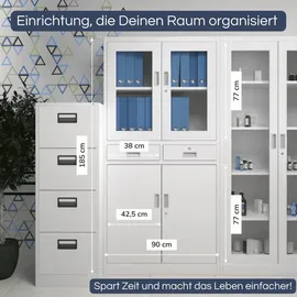 Jan Nowak CENO Aktenschrank 185 x 90 x 40 cm Grau