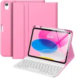 MoKo Hülle mit Tastatur für iPad A16 11 Generation 2025/10 Generation 2022(11/10.9 Zoll),TPU Schutzhülle,iPad 10. Gen Hülle mit Pencil Halter und magnetisch Abnehmbarer Tastatur mit QWERTY,Pfingstrose