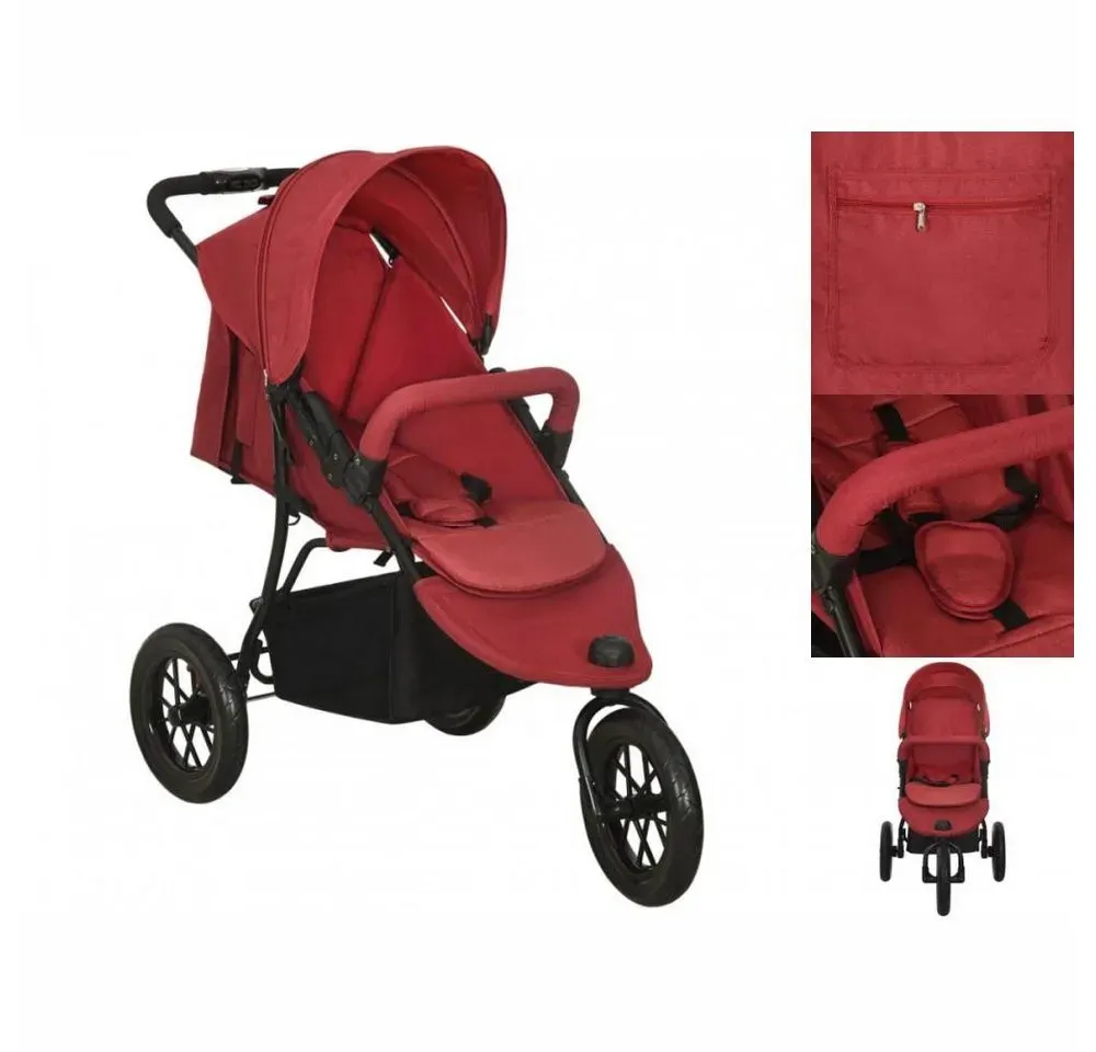 vidaXL Kombi-Kinderwagen Kinderwagen Kinderkarre Buggy 3-Rad-Buggy Karre Rot Stahl rot