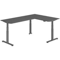 Bümö Eckschreibtisch Graphit, Graphit, Nachbildung, Rechteckig, 160x74x240 cm, FSC