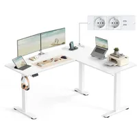 VASAGLE Höhenverstellbarer Schreibtisch elektrisch, L-förm, 160 cm, mit Ladestation,