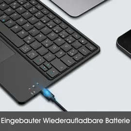 Fintie Kabellose Bluetooth Tastatur mit Touchpad für Samsung Galaxy Tab Schwarz