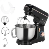 Homcom Kitchen in the box Küchenmaschine, Knetmaschine 1400 W, 6 Geschwindigkeits Teigmaschine mit Rührhaken, Knethaken, Schneebesen,