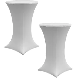 Baumarktplus 2x Stehtischhusse Stretch 70 cm weiß Tischdecke Husse Bistrotisch Partytisch