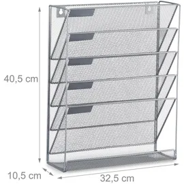 Relaxdays Zeitschriftenhalter Wand, silber