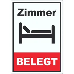 Zimmer BELEGT Aufkleber Hochkant A9 (37x52mm)