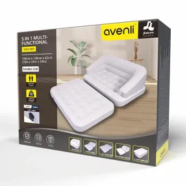 Avenli Luftsofa, Weiß, grau Kunststoff, Uni, Rechteckig, 138x62x198 cm,