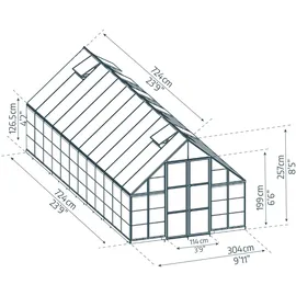 Palram Balance Alu silber HKP 4 mm 22 m2 inkl. Fundament