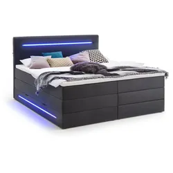 Schwarzes LED-Boxspringbett 180x200 cm mit Bettkasten - Tollocan