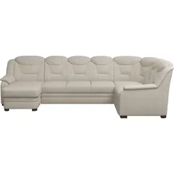 Wohnlandschaft COTTA "Marcus U-Form", beige, B:330cm H:99cm T:211cm, 100% Polyester, Sofas, Bequeme Wohnlandschaft in klassischem Design mit hoher Rückenlehne