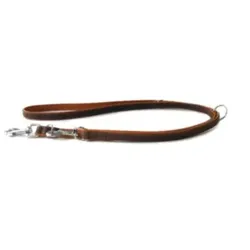 DAS LEDERBAND Verstelbare Hundeleine Roma mocca/cognac 200 cm x 14 mm