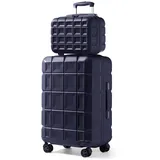 KONO Gepäck-Sets Kofferset 2 Teilig Mittelgroß Koffer mit Beautycase (62cm+Kosmetikkoffer, Dunkelblau)