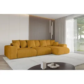 altdecor Ecksofa Cord mit Schlaffunktion 2-Sitzer Senfgelb