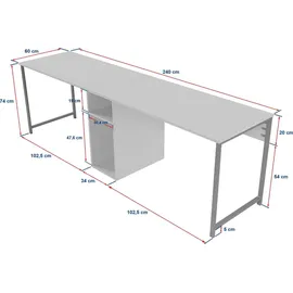 HANAH Home Zeitgemäßer und praktischer Schreibtisch, Freesia, Schwarz, 240 x 74 x 60 | 100% melaminbeschichtete Spanplatte | perfekt für modernes Homeoffice & Arbeitszimmer, Elegantes & funktionales Design