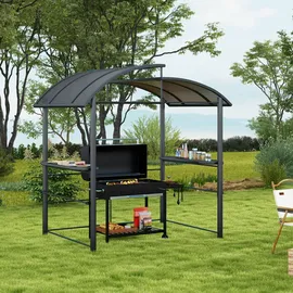 Outsunny Grillpavillon 2,4 x 1,5 m inkl. 0 Seitenteile Dunkelgrau