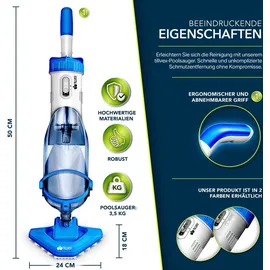 tillvex Poolsauger Blau/Grau Teleskopstiel bis zu 15 m3