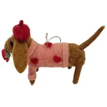 Werner Voß Niedlicher Filzhänger HUND mit Rose + rosa Pulli. Charmante Deko für Ihr Zuhause