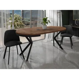 WFL GROUP Runder Ausziehbarer Esstisch - Loft Style Tisch mit Metallbeinen - 90 bis 170 cm - Industrieller Quadratischer Tisch für Wohnzimmer - Kompakt - 90 cm - Eiche Lefkas