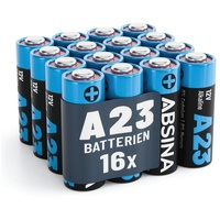 ABSINA 16x Batterie A23 für Garagentoröffner, 23A 12V Batterie Alkaline Batterie, (1 St)