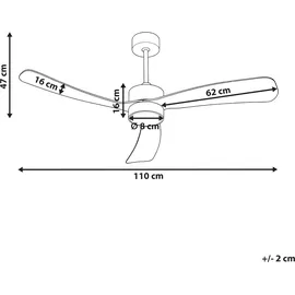 Beliani Praslin 110 cm Deckenventilator Weiß
