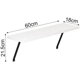 moebel17 Adin Hängeregal 60 x 21,5 x 18 cm Weiß