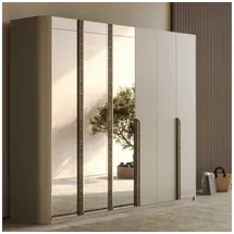 JVmoebel Kleiderschrank 6-türig 200 x 210 x 60 cm Beige/Braun