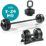 #DoYourFitness Hantel-Set, Perfekt für Home-Gym als Kurz- und Langhantel & Kettlebells nutzbar schwarz