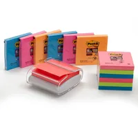 Post-it Super Sticky Z-Notes Bora Bora + Bangkok-Collection Haftnotizen-Set extrastark farbsortiert 12 Blöcke + GRATIS Spender