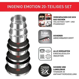 Tefal Ingenio Emotion Topf-Set 20-tlg. 4 x Topf + 4 x Pfanne + 2 x Deckel