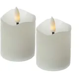 MARELIDA LED Kerzenset Mini Echtwachs flackernd mit Batterien H:7,5cm Timer 2St.