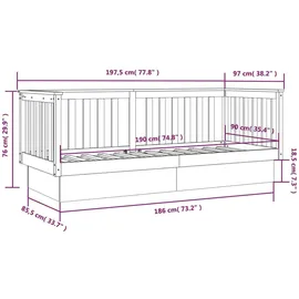 vidaXL Tagesbett Honigbraun 90x190 cm Massivholz Kiefer1357797