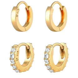 Elli Creolen Glanz Kristalle Set 925 Silber Ohrringe   Damen 