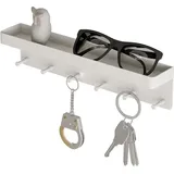 Schlüsselbrett Weiß Mit Ablage, Schlüsselhalter Edelstahl Schlüssel Organizer Schlüsselboard Aufbewahrung Mit 6 Haken & Schlüsselleiste Für Wohnzimmer Schlafzimmer Küche Badezimmer Schlüsselbretter