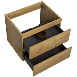 Badplaats Waschbeckenunterschrank Angela 2 Schubladen 60 x 50 x 48 cm Eiche