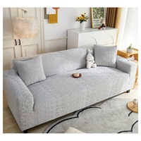 Sofahusse Stretch-Sofabezug Elastisch Couch Sesselbezug mit dezentem Muster, Lollanda grau 90 cm
