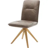 DeLife Esszimmerstuhl Vinjo-Flex Mikrofaser Taupe Vintage Holzgestell kantig Natur, Esszimmerstühle