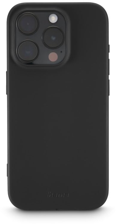 Hama Hülle für iPhone 15 Pro Max (Handyhülle, stoßfest, Kratzfest, Elegante Schutzhülle für Rückseite, weich, Slim, softe Oberfläche, Wireless Charging kompatibel) schwarz