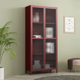 [en.casa] Vitrine Säkylä 180 x 80 x 35 cm Bordeauxrot