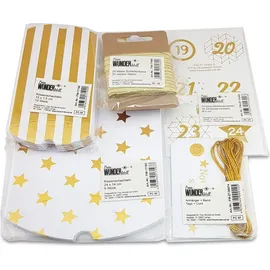 Frau WUNDERVoll® DIY Adventskalender zum Befüllen HoHoHo weiß, gold