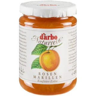 Darbo Naturrein Marillen (Aprikosen) Konfitüre Extra 450 g Glas, ideal zum Frühstück aufs Brötchen als auch zum Veredeln von Desserts und Süßspeisen