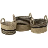 J-Line Set Von 3 Körben Aline Raffia Schwarz/Naturell - Transparent